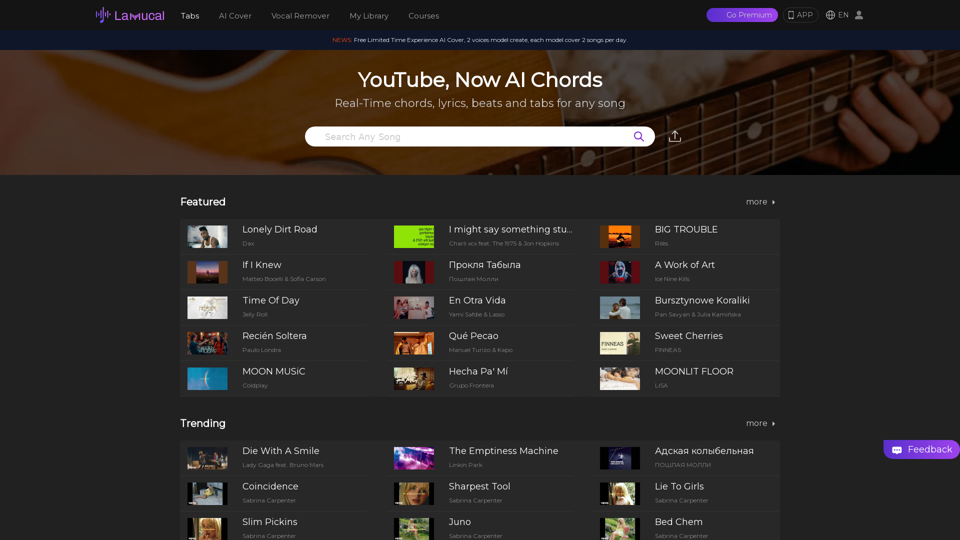 Lamucal: Get Tabs & Chords for Any Song with AI