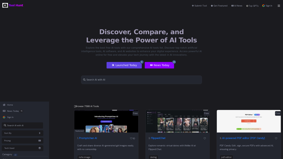 Ai Tool Hunt - Best Free AI Tools 2024 | Ultimate List of AI Software & Websites | AI Online Free