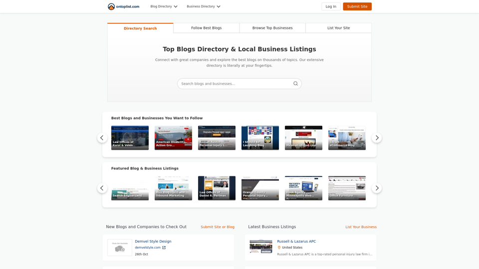 Top Blogs Directory and Local Business Listings - On Top List