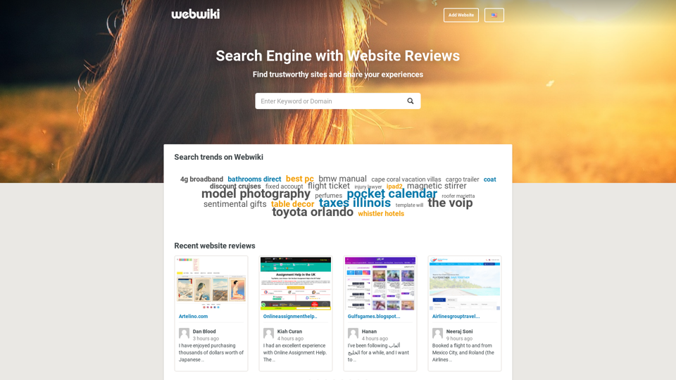 Webwiki - Search Engine with Reviews of Websites