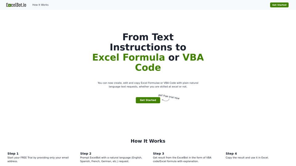 AI-Powered Excel Formula & VBA Code Generator | ExcelBot