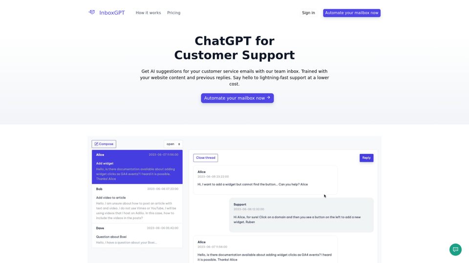 InboxGPT: AI-Powered Customer Support Chatbot