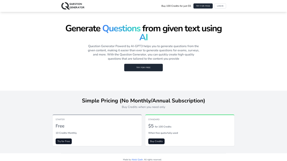 QuestionGenerator: Create Questions Using GPT-3 AI