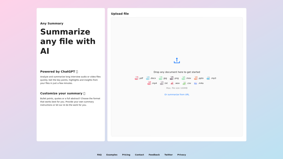 AnySummary: Summarize Any File Instantly with AI