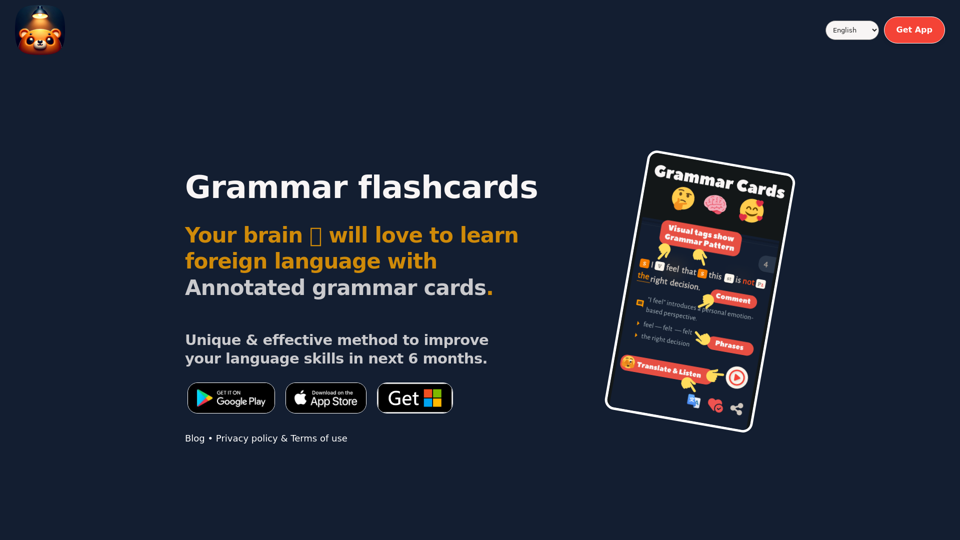 Learn English/German with AI-Powered Grammar Flashcards App