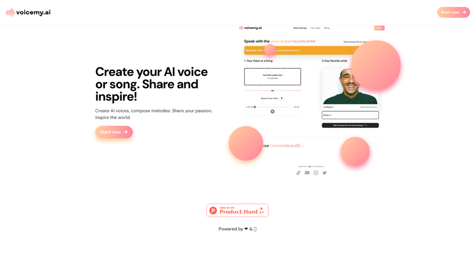 AI Voice & Song Creation | Share & Inspire with Voicemy.ai