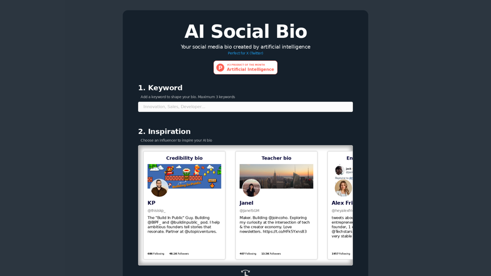 AI Social Bio: Generate Engaging Social Media Bios