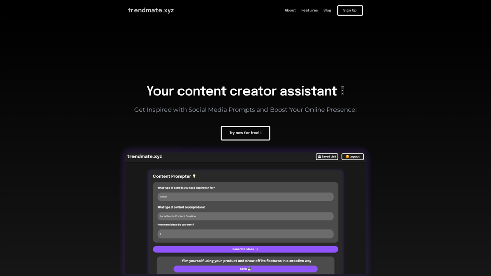 TrendMate.xyz: AI-Powered Content Idea Generator